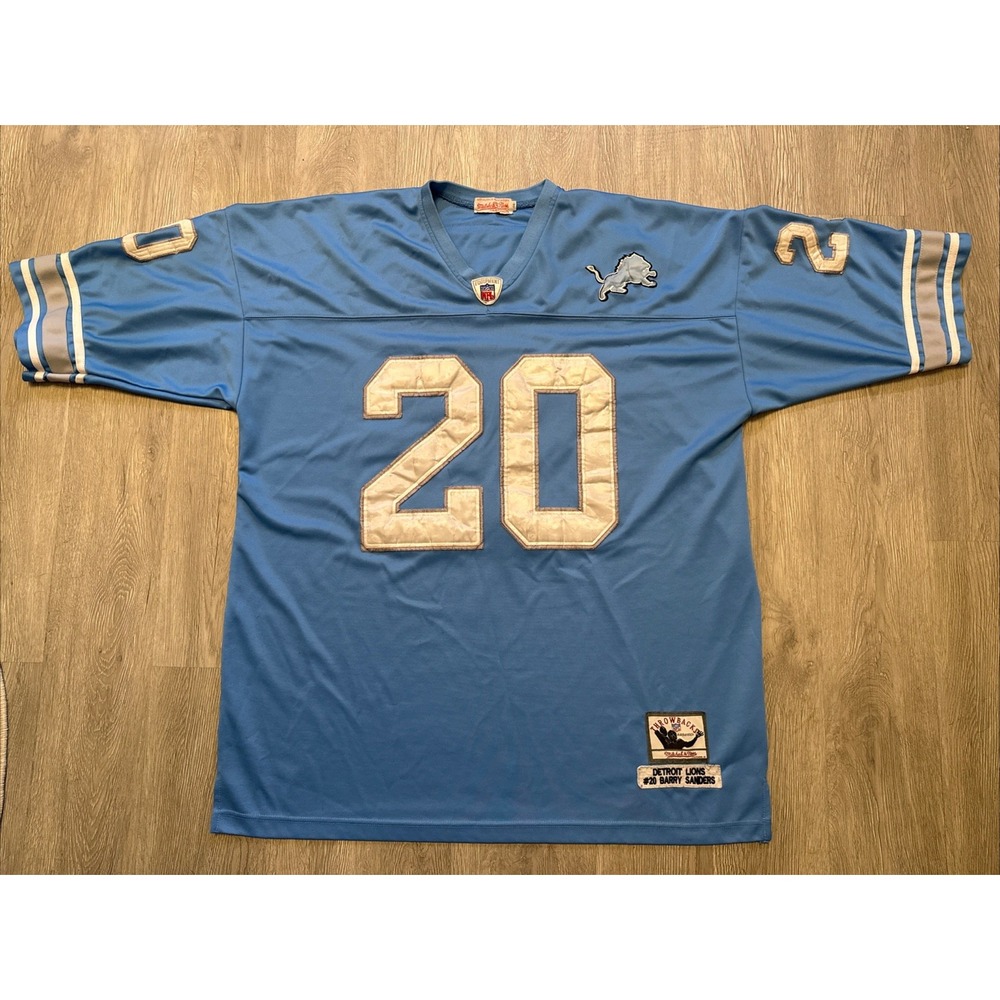 Vintage 90s NFL Throwback Barry Sanders 20 Detroit Lions Mitchell & Ness Jersey